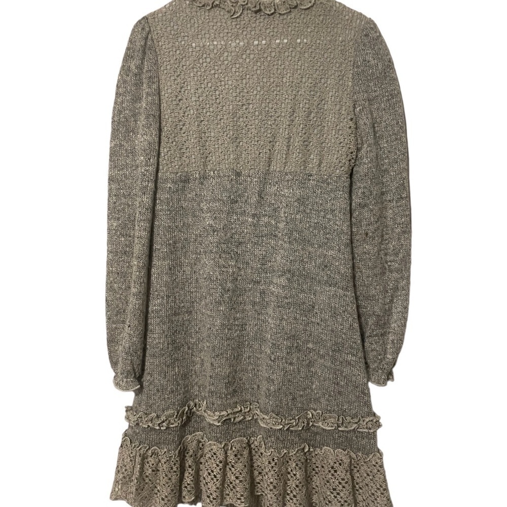 Forla grey long-sleeved Women's mini dress with a square neckline & ruffled trim - Picture 5 of 12